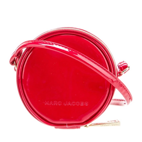 ♥️ Marc Jacobs Mini Crossbody Round Circle Canteen Bag 4" Red Patent Leather - Picture 8 of 12